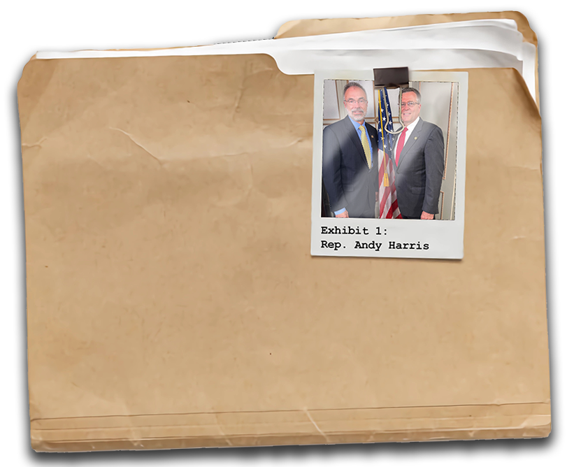 A file folder with a polaroid image of Andy Harris & Neil Parrott